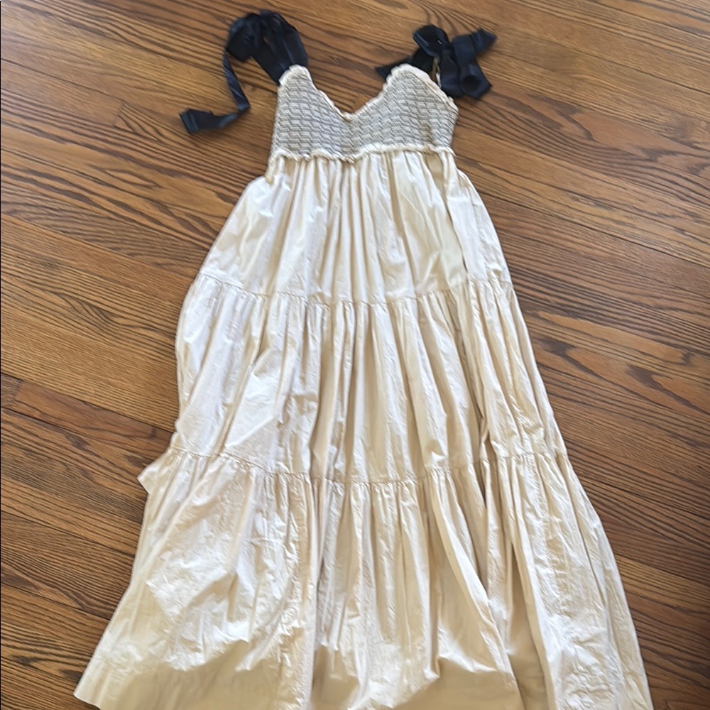 Free People Cream Maxi Dress with Black Straps
